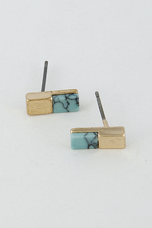 Daily Rectangle Shape Half Stone Cute Earrings 6HAF3